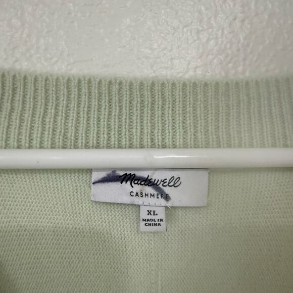 NWT Madewell Cashmere V-Neck Sweater in Heather Pale Green NS661 Size XL - Picture 4 of 6